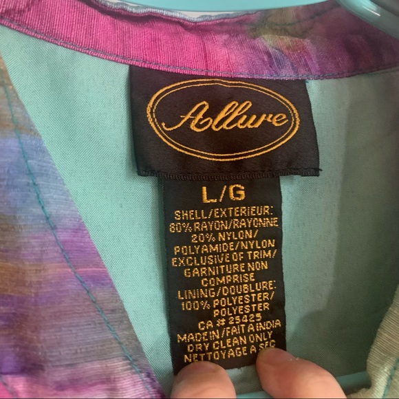 Work of art! Silky look Rainbow embellished Blazer sz large - Picture 4 of 6